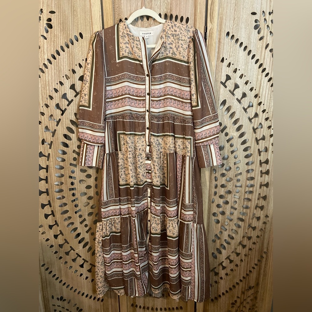 HARPER Patchwork Midi Dress - Picture 1 of 8